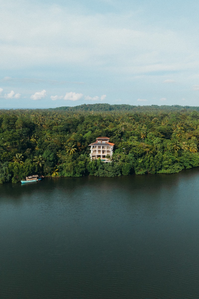 Tropical gardens and grounds at the Lanka Yoga retreat centre on Koggala Lake, Sri Lanka